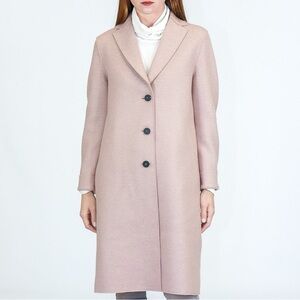 Harris Wharf London Wool Coat Women’s Size Medium Pink Nude Long Overcoat Fleece